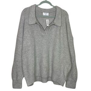 Old Navy Sweater Womens XXL Tall Polo Collar Pullover Ribbed Boxy Slouchy Preppy